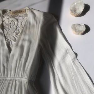 Nasty Gal (Reverse brand) bell sleeve white dress